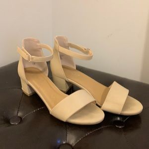 Girls nude dressy heeled sandals